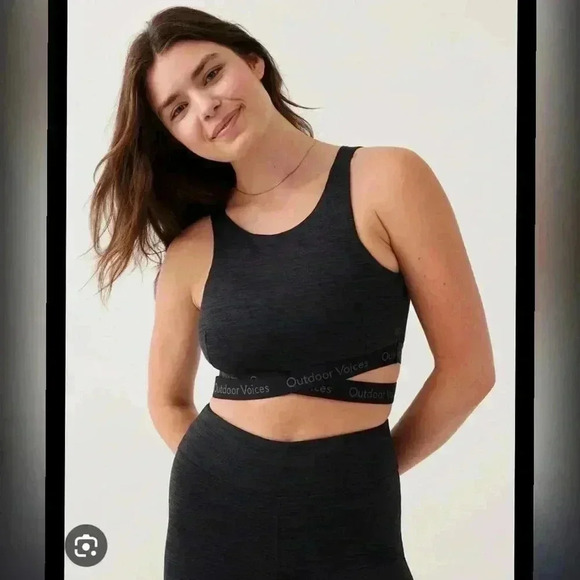 Outdoor Voices Tech Sweat Criss Cross Blue Crop Top LIKE NEW - Picture 4 of 5
